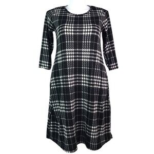 CHRIS & CAROL 3/4 SLEEVE TARTAN‎ PRINT DRESS